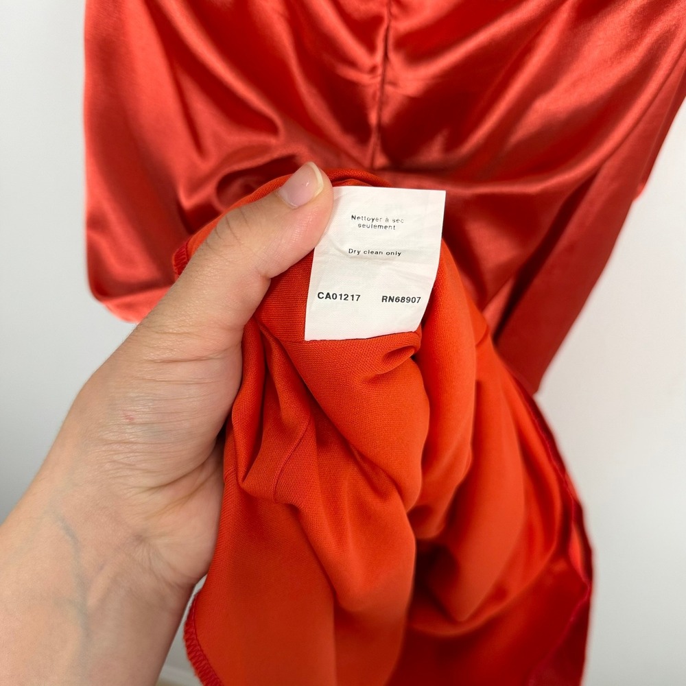 VTG Le Chateau Red Satin Halter Ruched Cocktail Dress Rhinestone Detail S CANADA - Picture 9 of 11